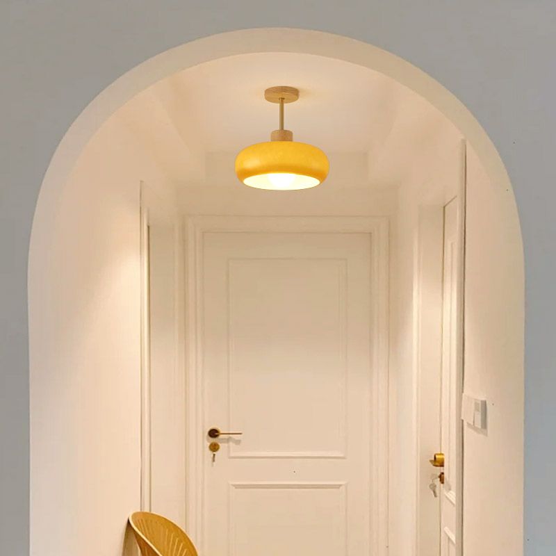 Valentina Flush Mount Ceiling Light Cup Minimalist Wood Glass