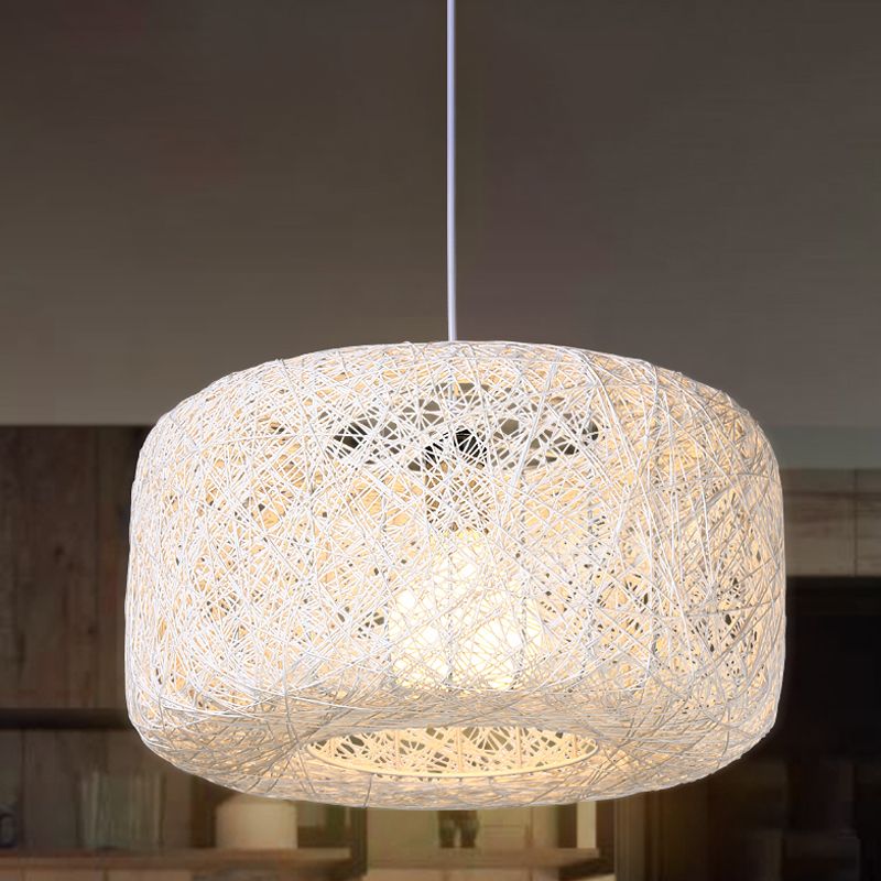 Ritta Natural Cylindrical Lantern Rattan Pendant Light, Hallway - Letslighting