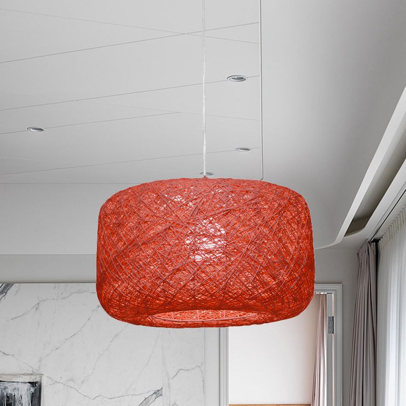 Ritta Natural Cylindrical Lantern Rattan Pendant Light, Hallway - Letslighting