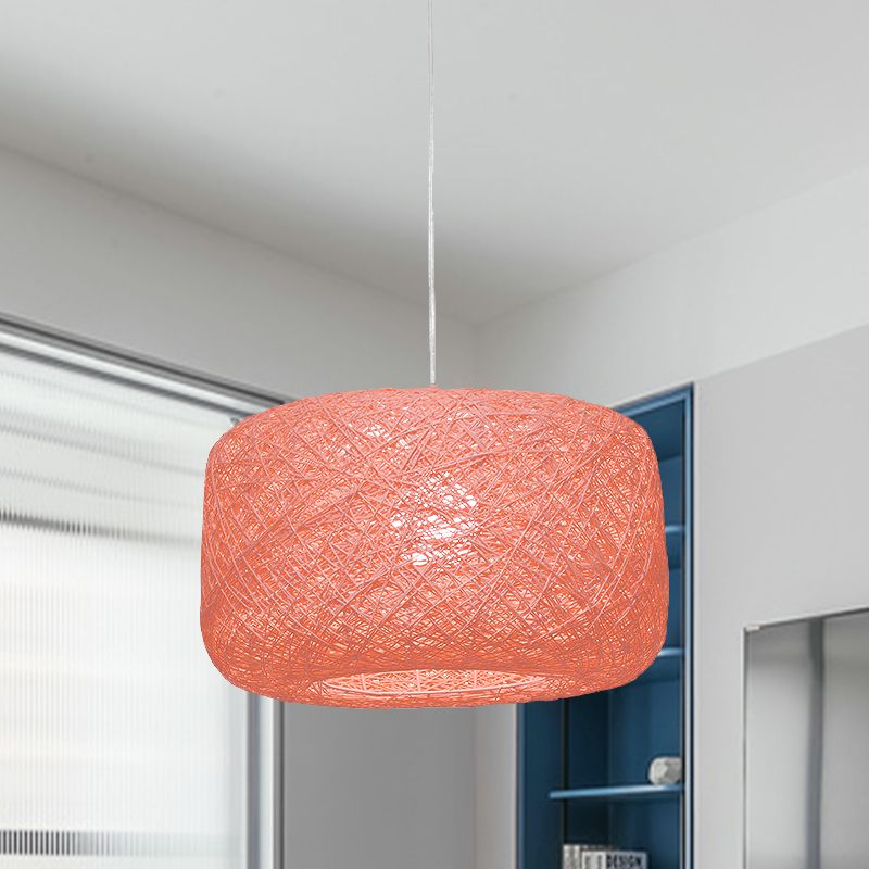 Ritta Natural Cylindrical Lantern Rattan Pendant Light, Hallway - Letslighting
