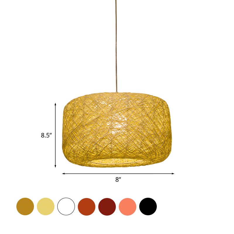 Ritta Natural Cylindrical Lantern Rattan Pendant Light, Hallway - Letslighting