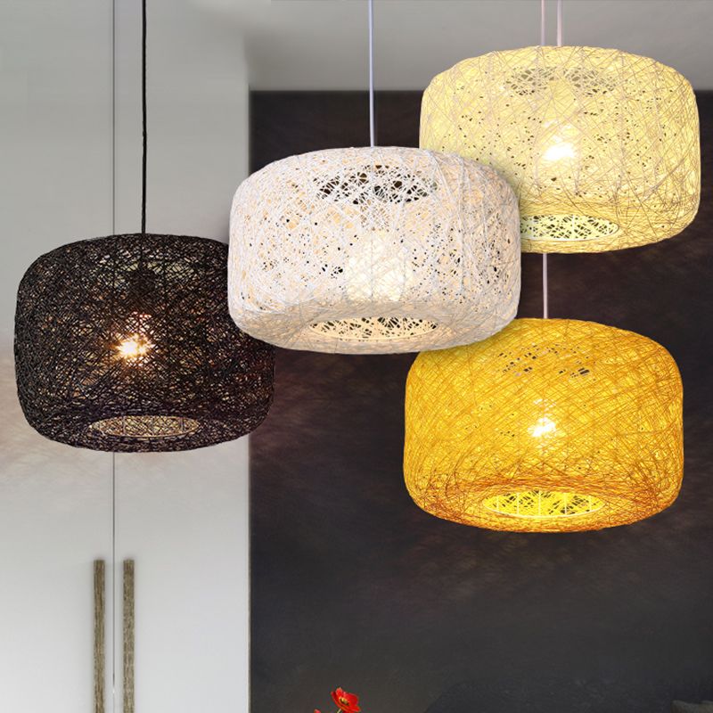 Ritta Natural Cylindrical Lantern Rattan Pendant Light, Hallway - Letslighting