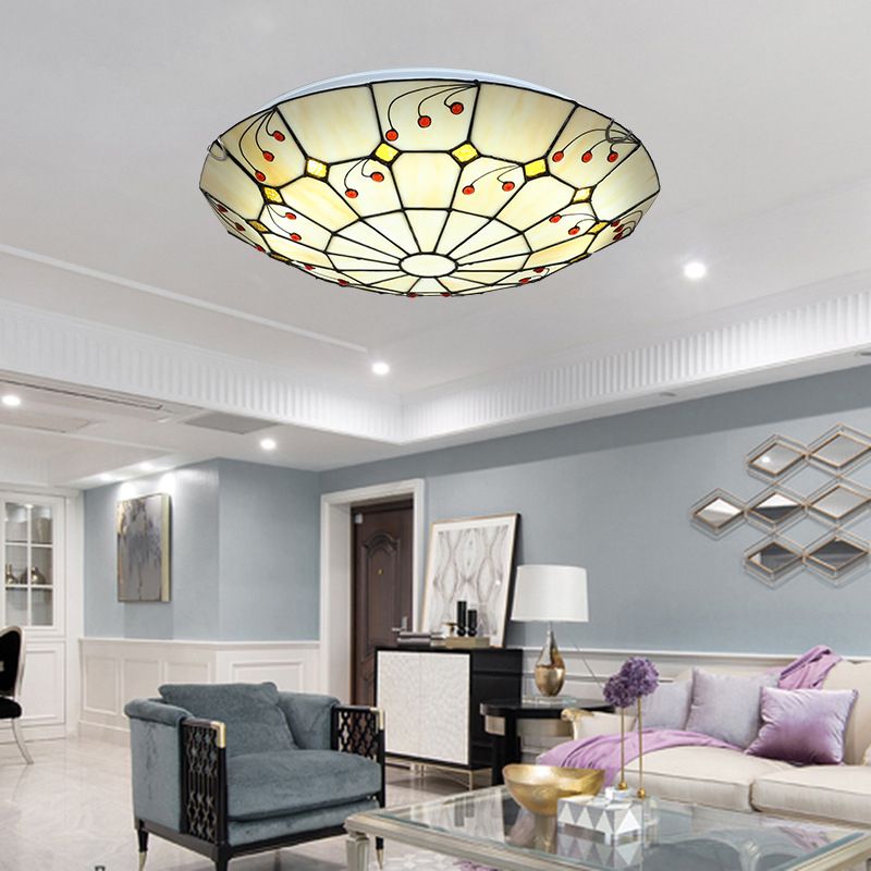 Tiffany Rustic Glass Flush Mount Ceiling Light Kitchen - Letslighting