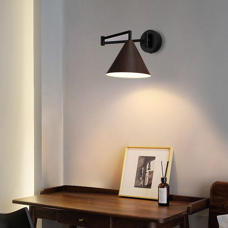 Muto Cone Shaped Adjustable Wall Lamp, /Wood, Bedroom - Letslighting