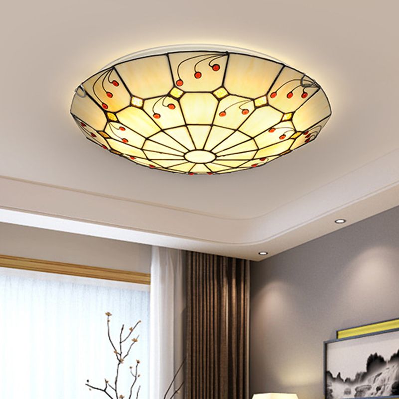 Tiffany Rustic Glass Flush Mount Ceiling Light Kitchen - Letslighting