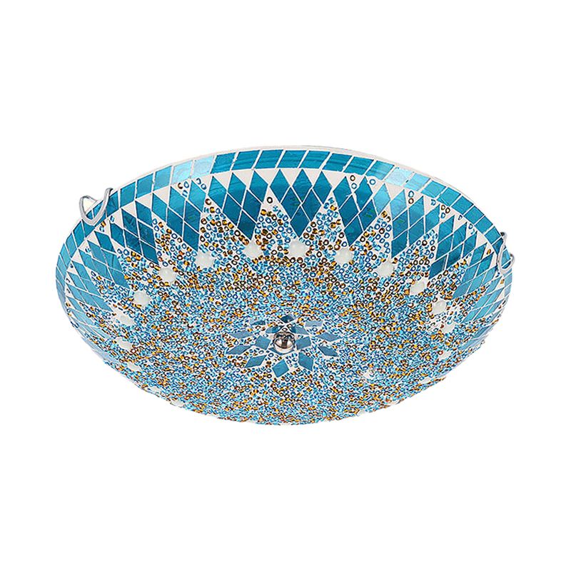 Tiffany Modern Mediterranean Glass Flush Mount Ceiling Light