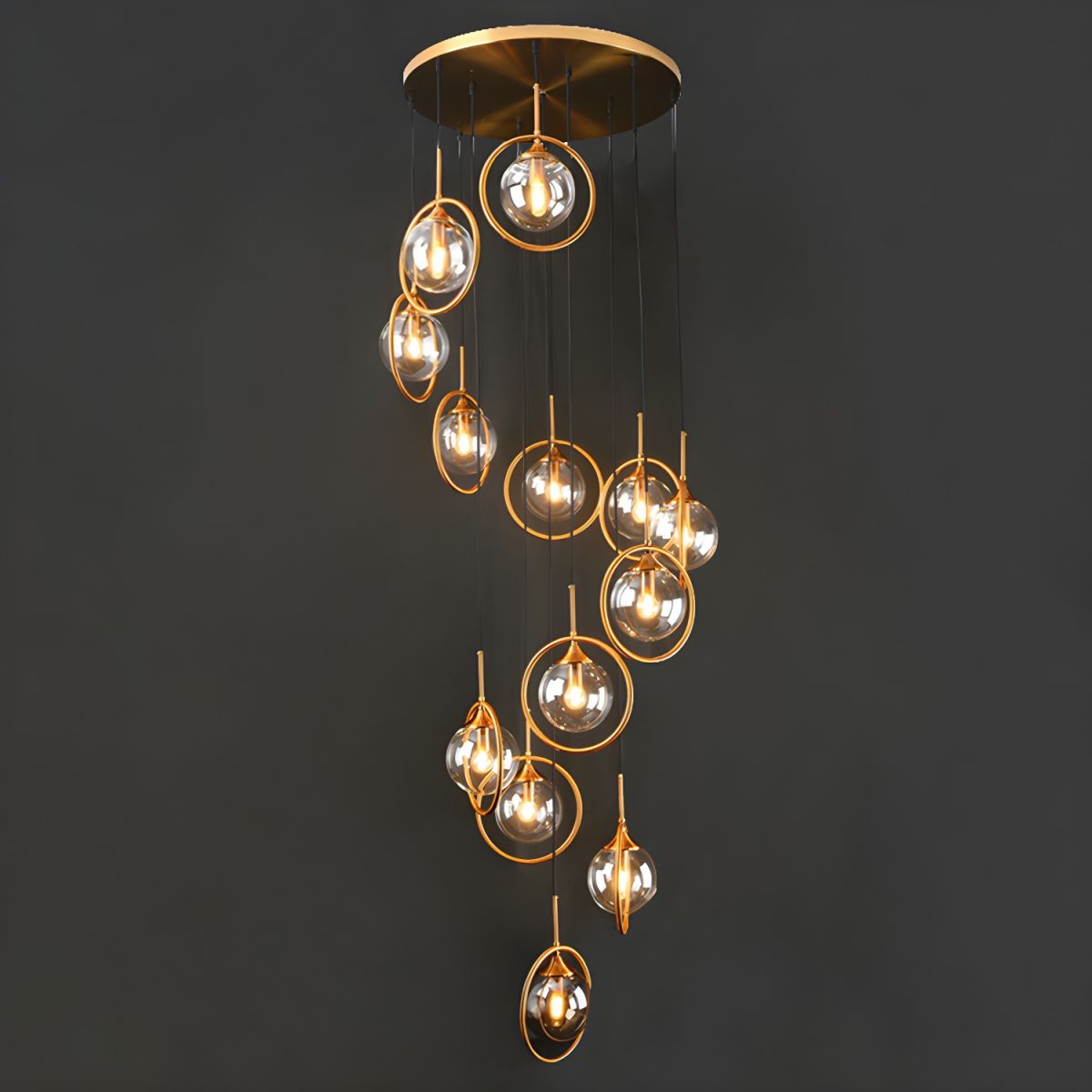 Valentina Modern Spiral Ball Glass Staircase Chandelier - Letslighting