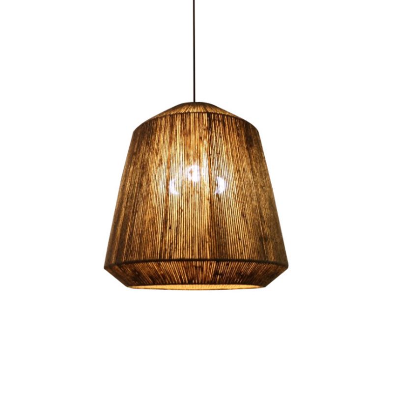Rustic Lantern /Rope Pendant Light, Gray, Restaurant - Letslighting