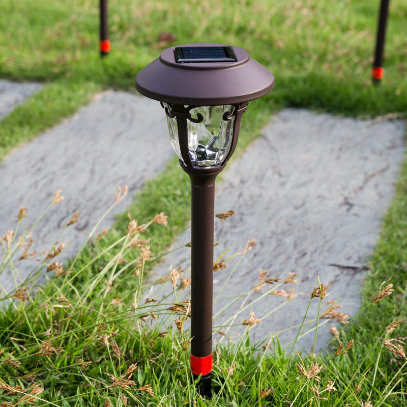 Ray Modern Metal Bowl Shaped Solar Outdoor Bollard Light, Coffee