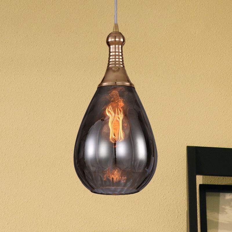 Avi Industrial Teardrop Glass Pendant Light Brass - Letslighting