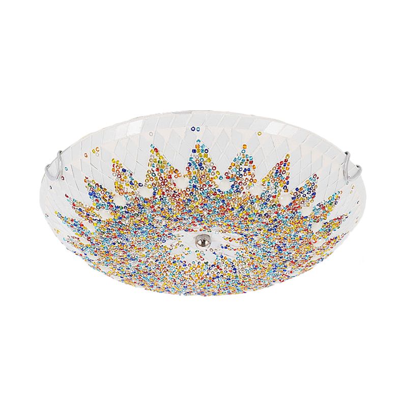 Tiffany Modern Mediterranean Glass Flush Mount Ceiling Light