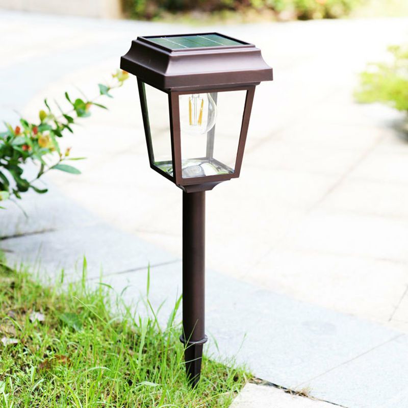 Ray Vintage Metal Lantern Shaped Solar Outdoor Bollard Light