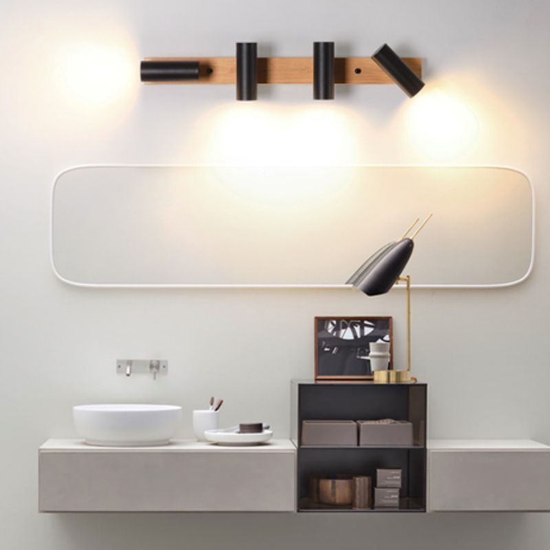 Muto Rotatable Spotlight Mirror Front Vanity Wall Lamp, Wood/ - Letslighting