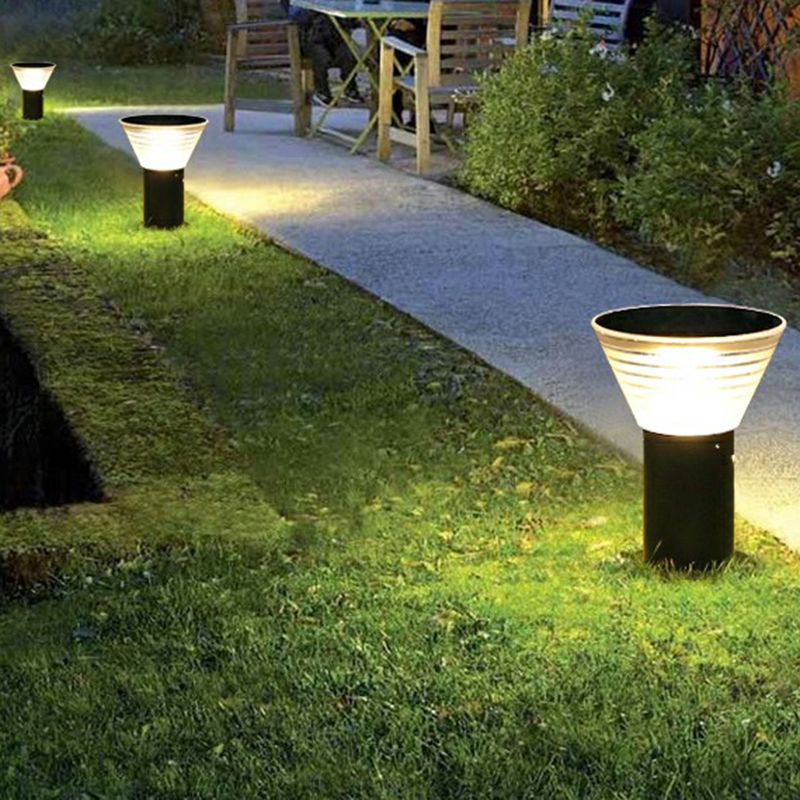 Ray Modern Metal Conical Solar Outdoor Bollard Light