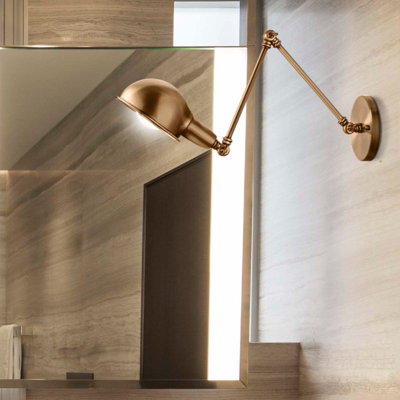 Epoch Hemispheric Adjustable Wall Lamp, Brass/Antique Brass/Chrome, Bedroom - Letslighting