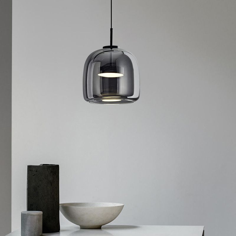 Valentina Minimalist Pendant Light Glass Smoke Gray