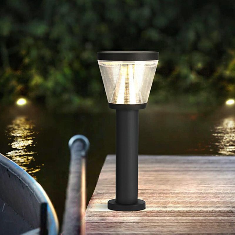Ray Modern Metal Cone Shade Solar Outdoor Bollard Light
