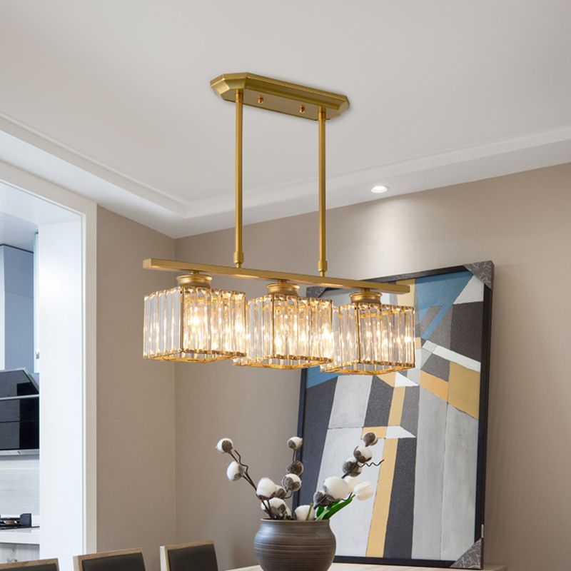 Kristy Crystal Square Pendant Light 3/4 Heads - Letslighting