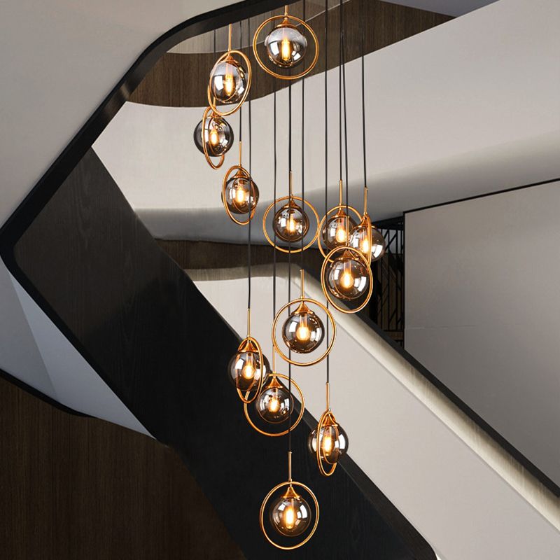 Valentina Modern Spiral Ball Glass Staircase Chandelier - Letslighting