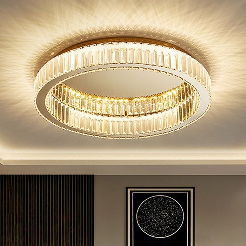 Kristy Modern Art Deco Circle Crystal Metal Flush Mount Ceiling Light