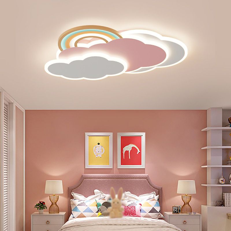 Arisha Modern Cloud Rainbow Acrylic Children Flush Mount Ceiling Light - Letslighting