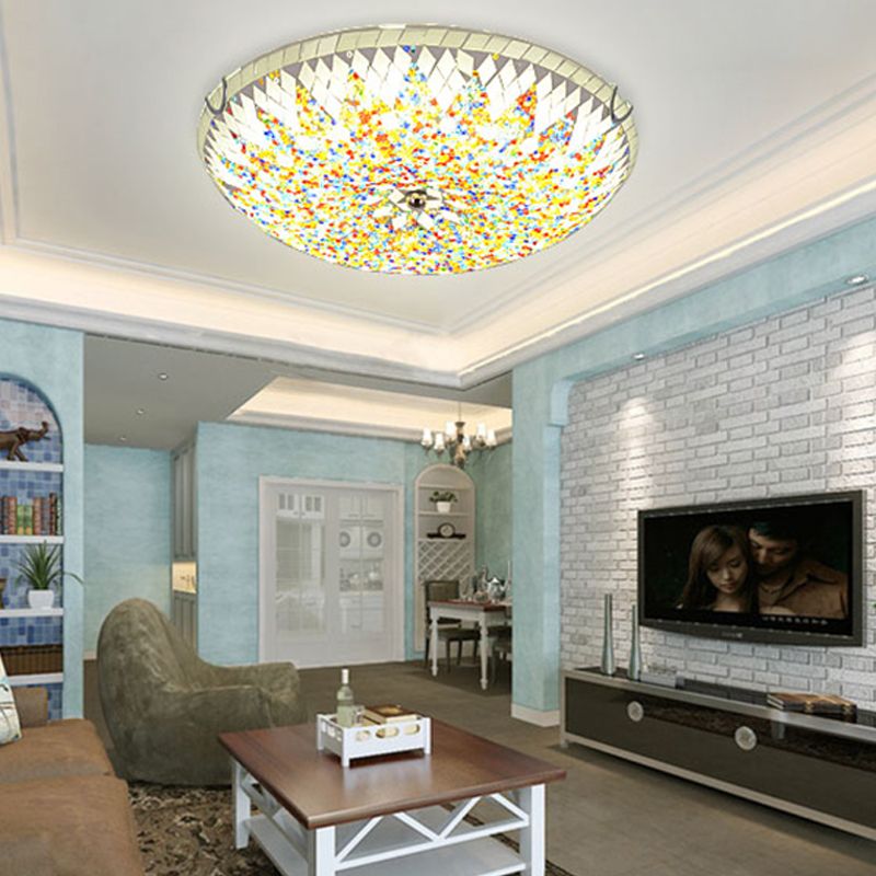 Tiffany Modern Mediterranean Glass Flush Mount Ceiling Light