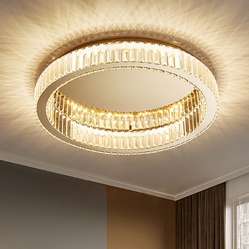 Kristy Modern Art Deco Circle Crystal Metal Flush Mount Ceiling Light