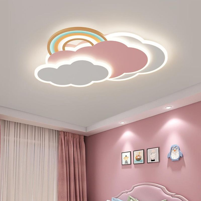 Arisha Modern Cloud Rainbow Acrylic Children Flush Mount Ceiling Light - Letslighting