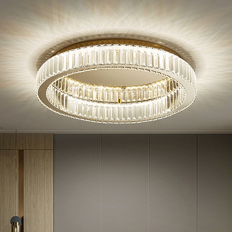 Kristy Modern Art Deco Circle Crystal Metal Flush Mount Ceiling Light