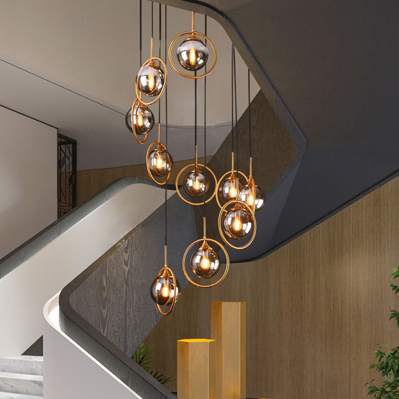 Valentina Modern Spiral Ball Glass Staircase Chandelier - Letslighting