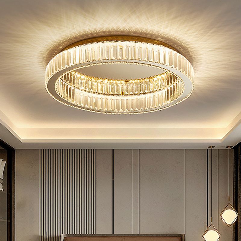 Kristy Modern Art Deco Circle Crystal Metal Flush Mount Ceiling Light