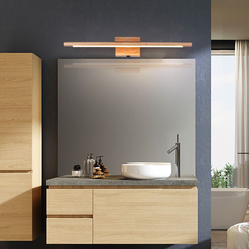 Muto Mirror Front Vanity Wall Lamp Nature Linear, Acrylic/Wood - Letslighting