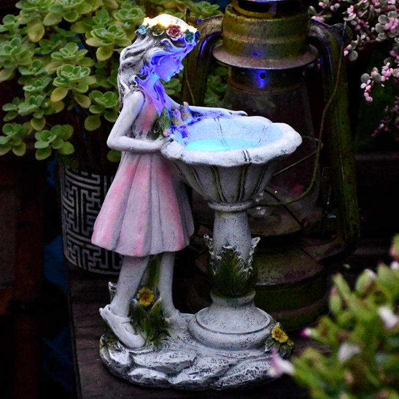 Arisha Cute Fairy Girl Solar Resin Decoration Floor Lamp