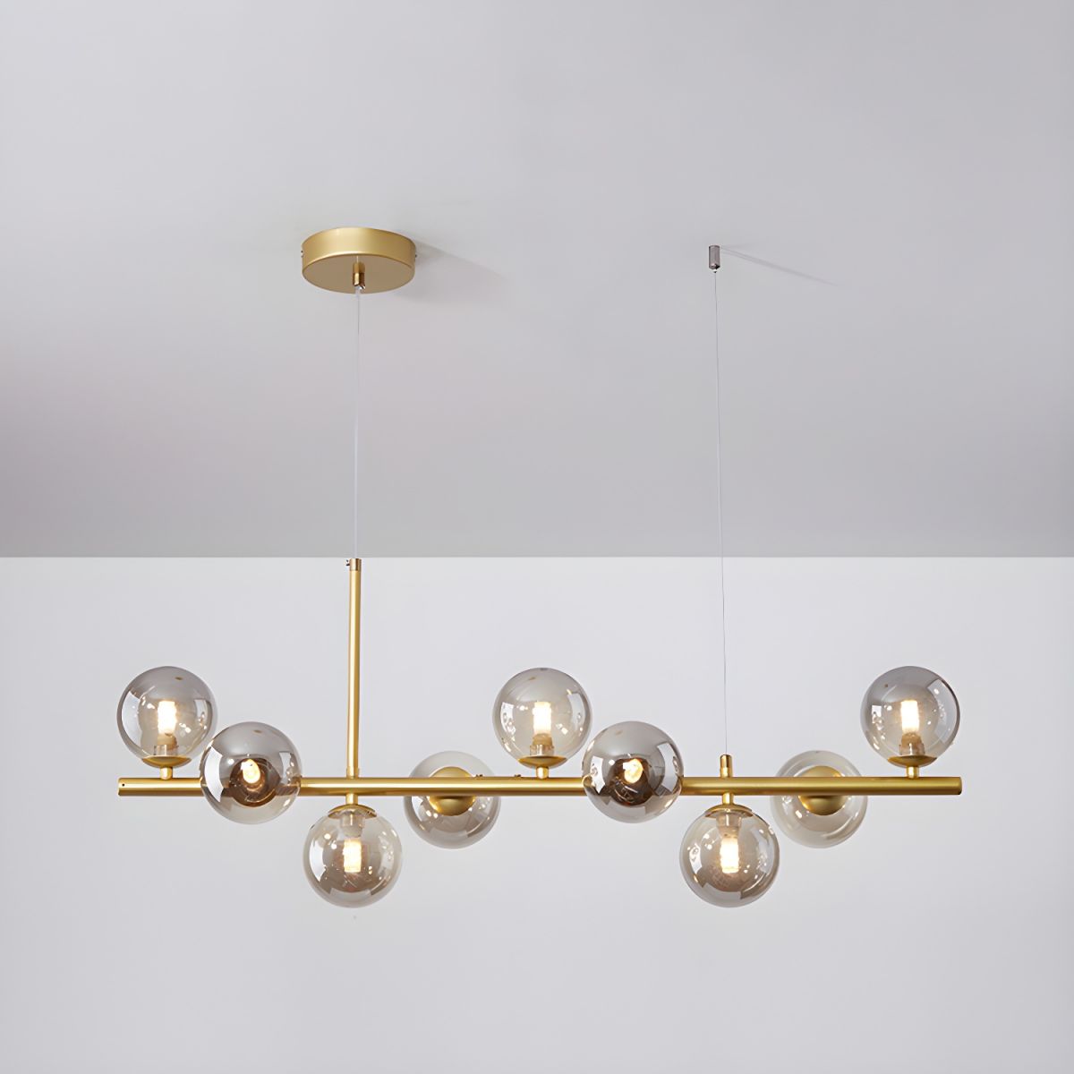 Lustra Chandelier Glass Globe Gold 12-Light - Letslighting