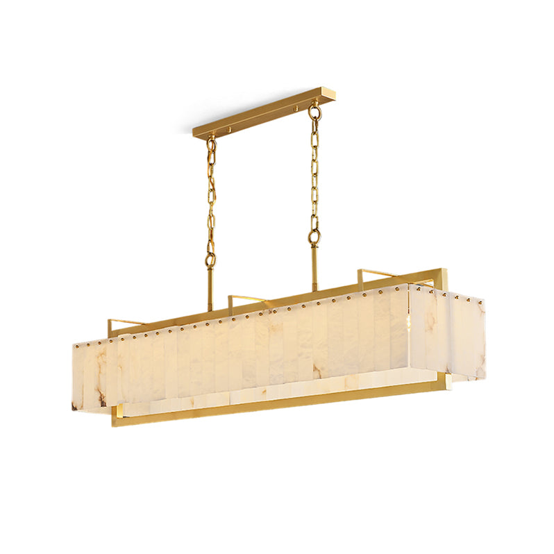 Ruben Chandelier Alabaster Rectangular Luxe - Letslighting