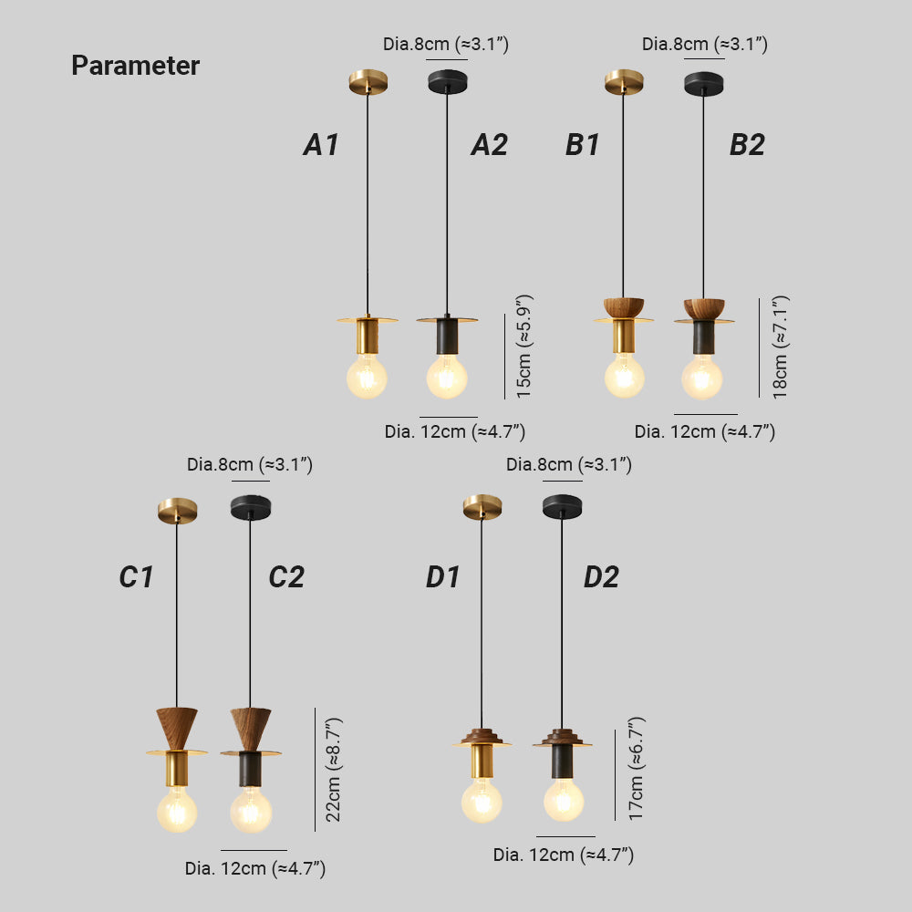 Valentina Modern Simple Pendant Light Copper Walnut Bedroom Dining Room - Letslighting
