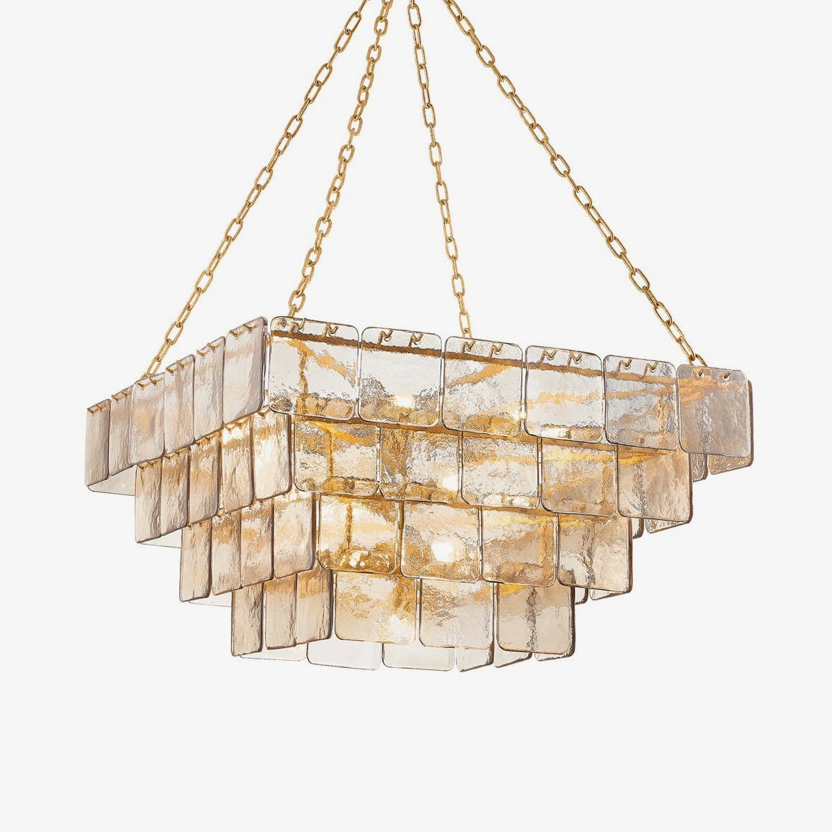 Aurora Chandelier Chain Champagne Piastre Glass Tiered