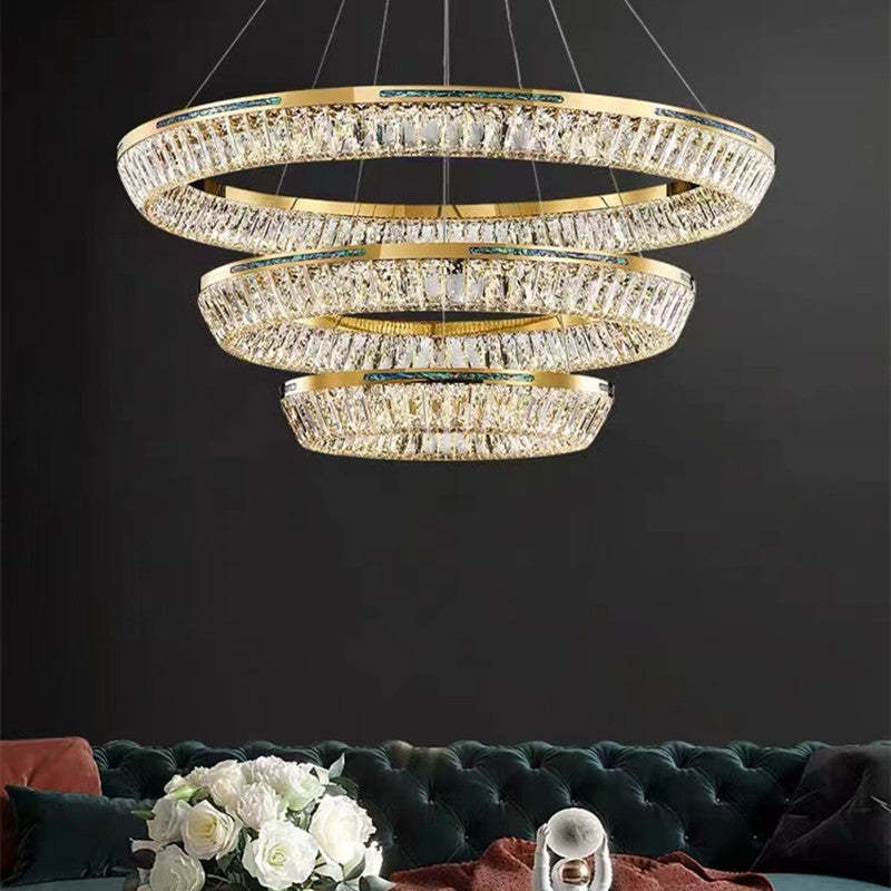 Kristy Modern Luxury Crystal Chandelier Tri-Circle - Letslighting