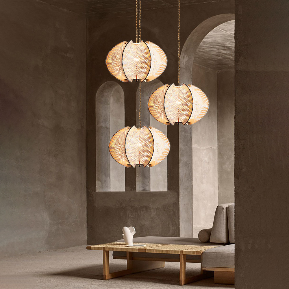 Ritta Retro Round LED Pendant Light Rope Dining Room Living Room - Letslighting