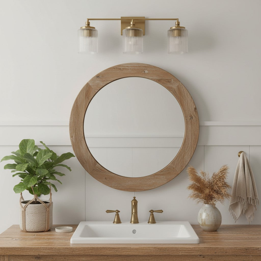 Haze 3-Light Ribbed Glass Wall Sconce