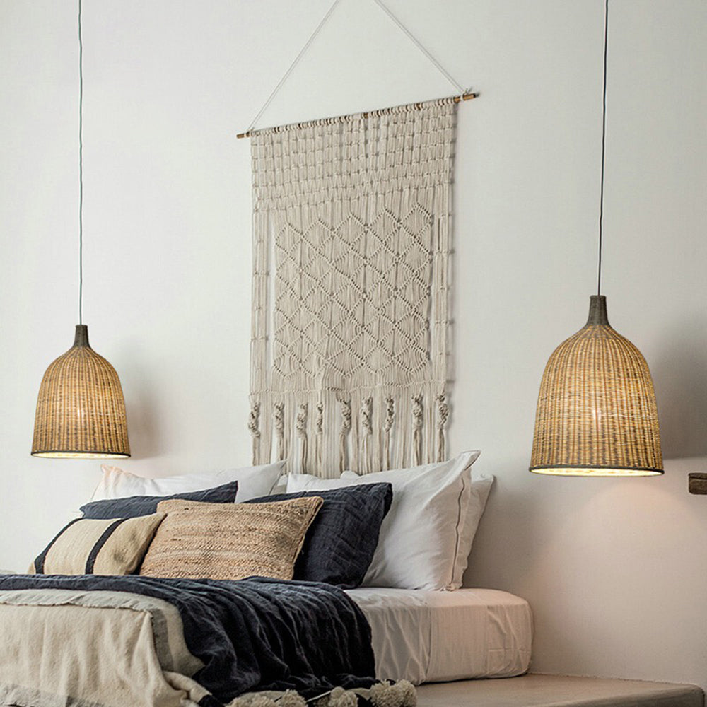 Ritta Modern Rattan Pendant Light Over Dining Table/Bedroom - Letslighting