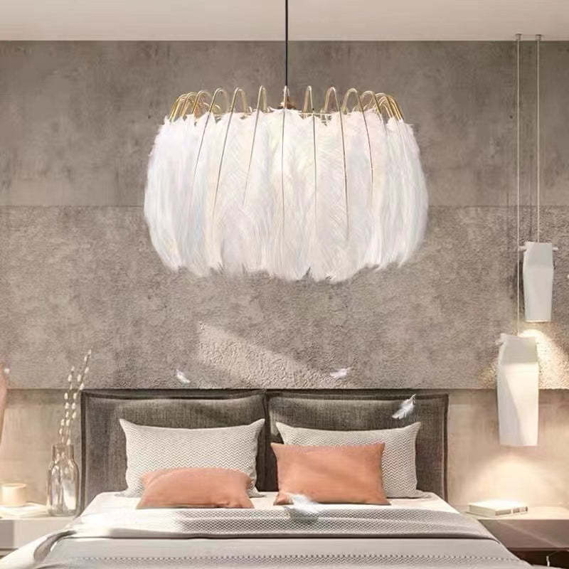 O'Moore Elegant Feather Pendant Light Bedroom Living Room