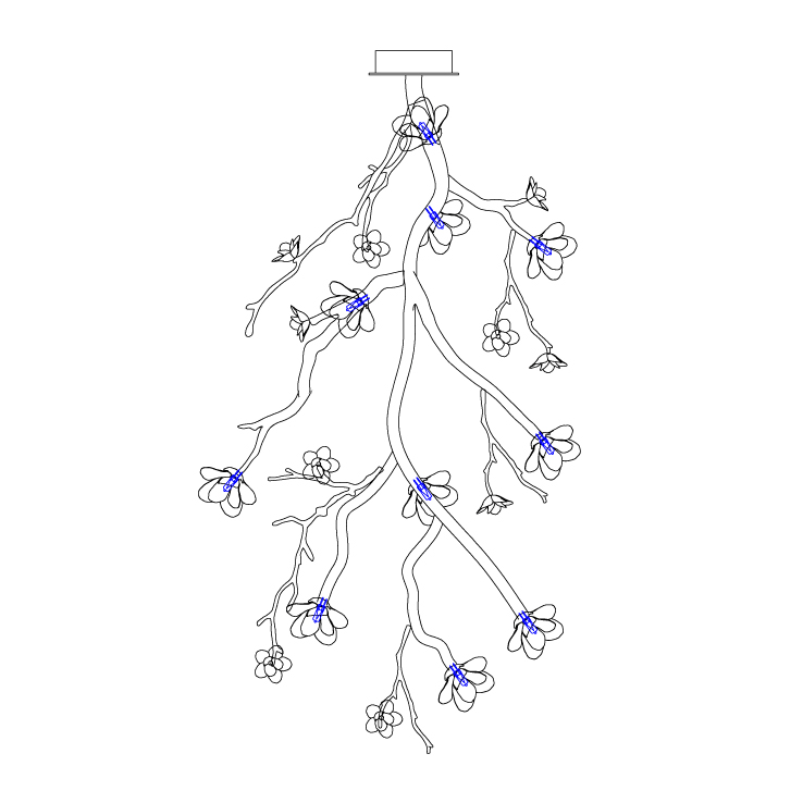 Lustra Chandelier Black Branch Flower - Letslighting