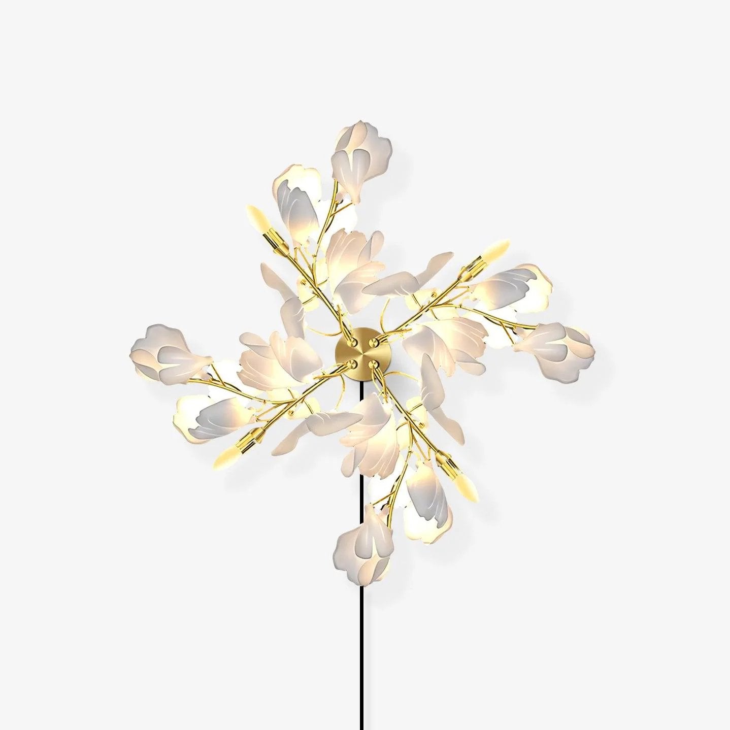 Lustra Wall Lamp Gingko Flowers Brass - Letslighting