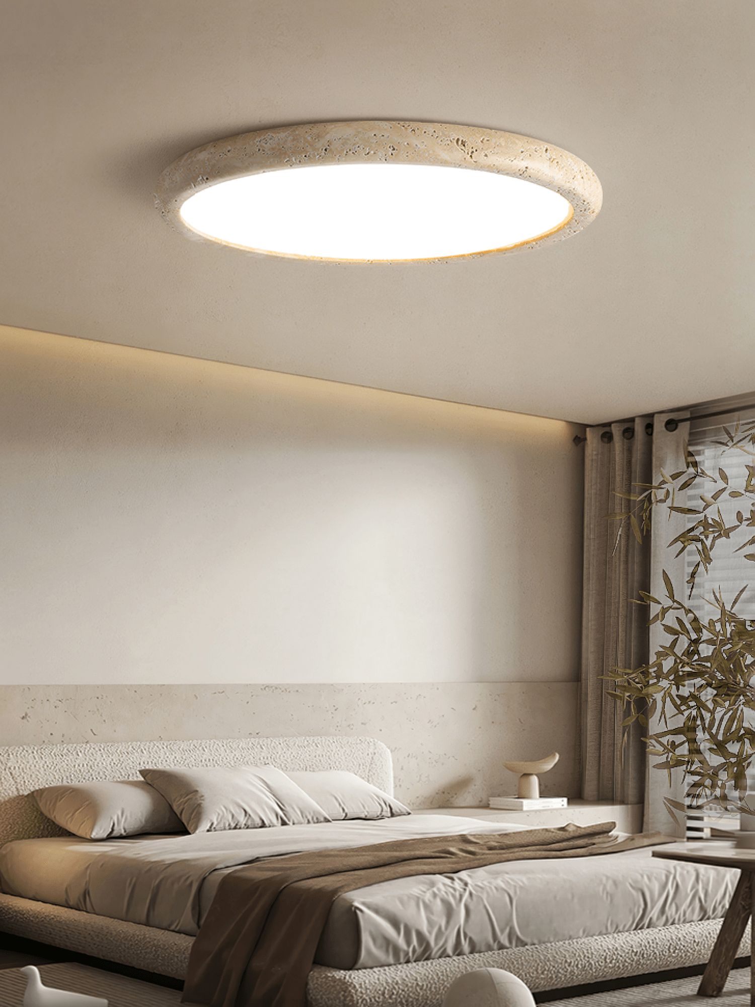 Aurrina Ring Frame Travertine Ceiling Light - Letslighting