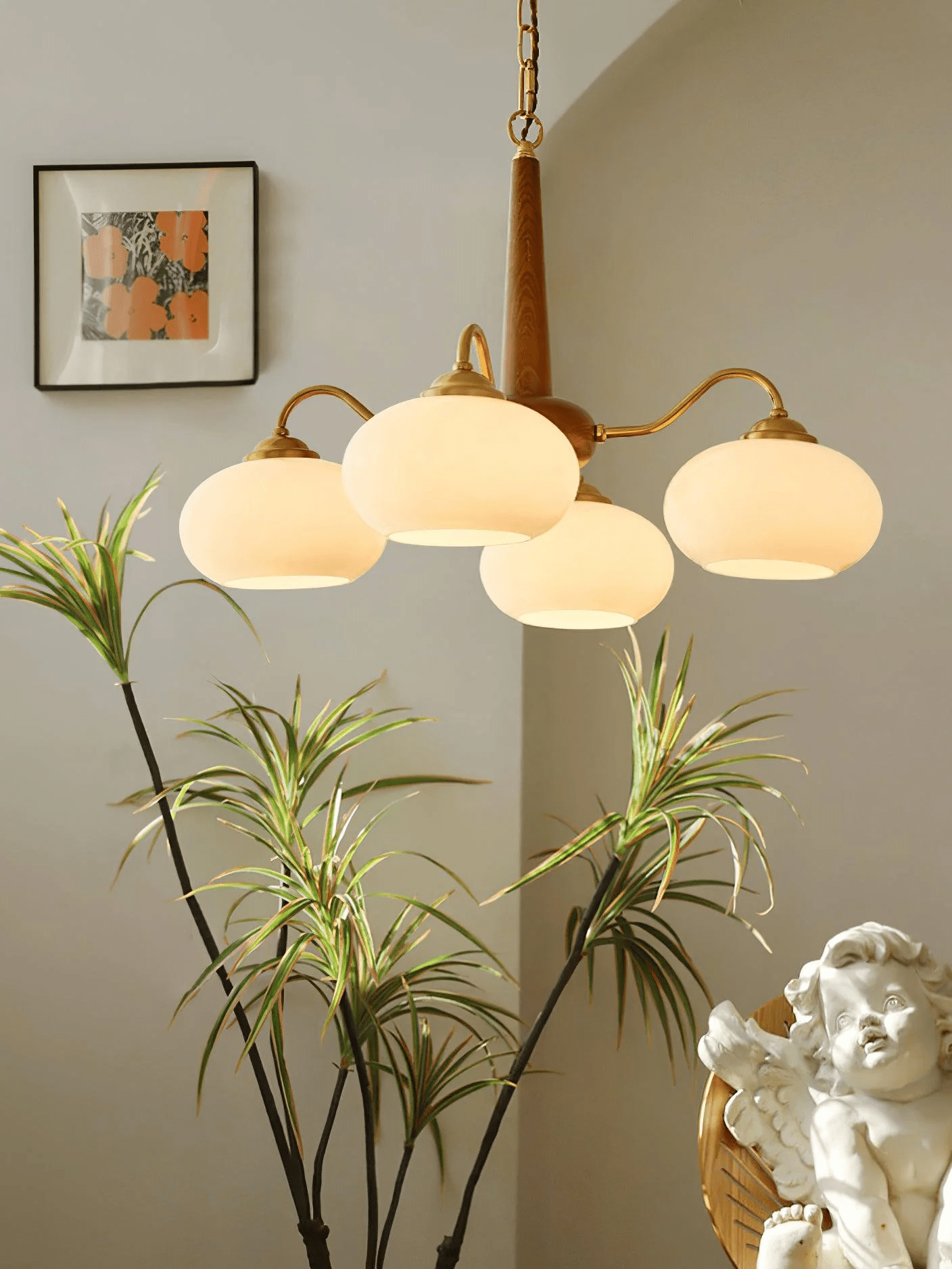 Lustra Pendant Lamp Persimmon Brass Glass Elegant - Letslighting