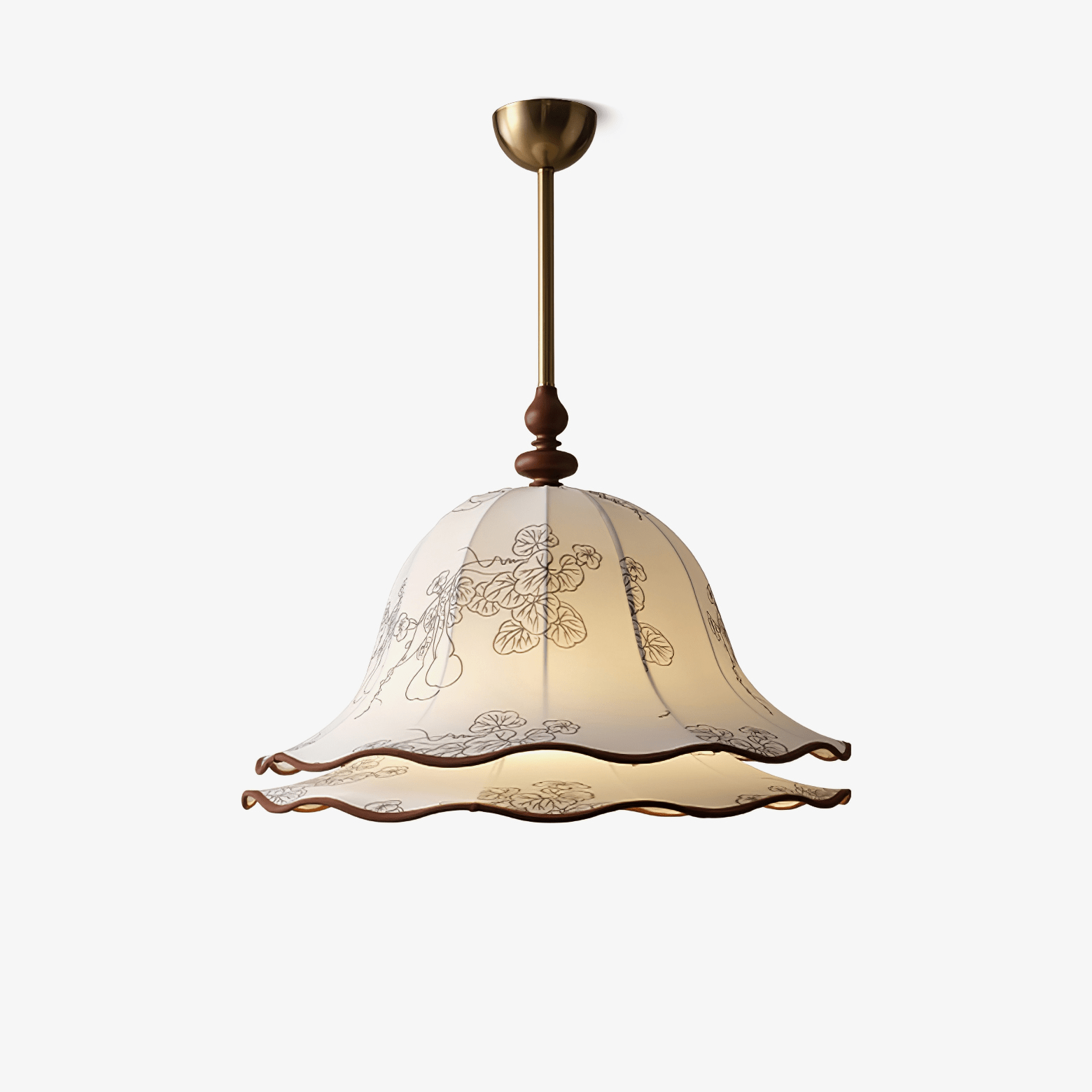 Ilsilis Traditional Elegance Floral Fabric Wood Pendant Lamp - Letslighting