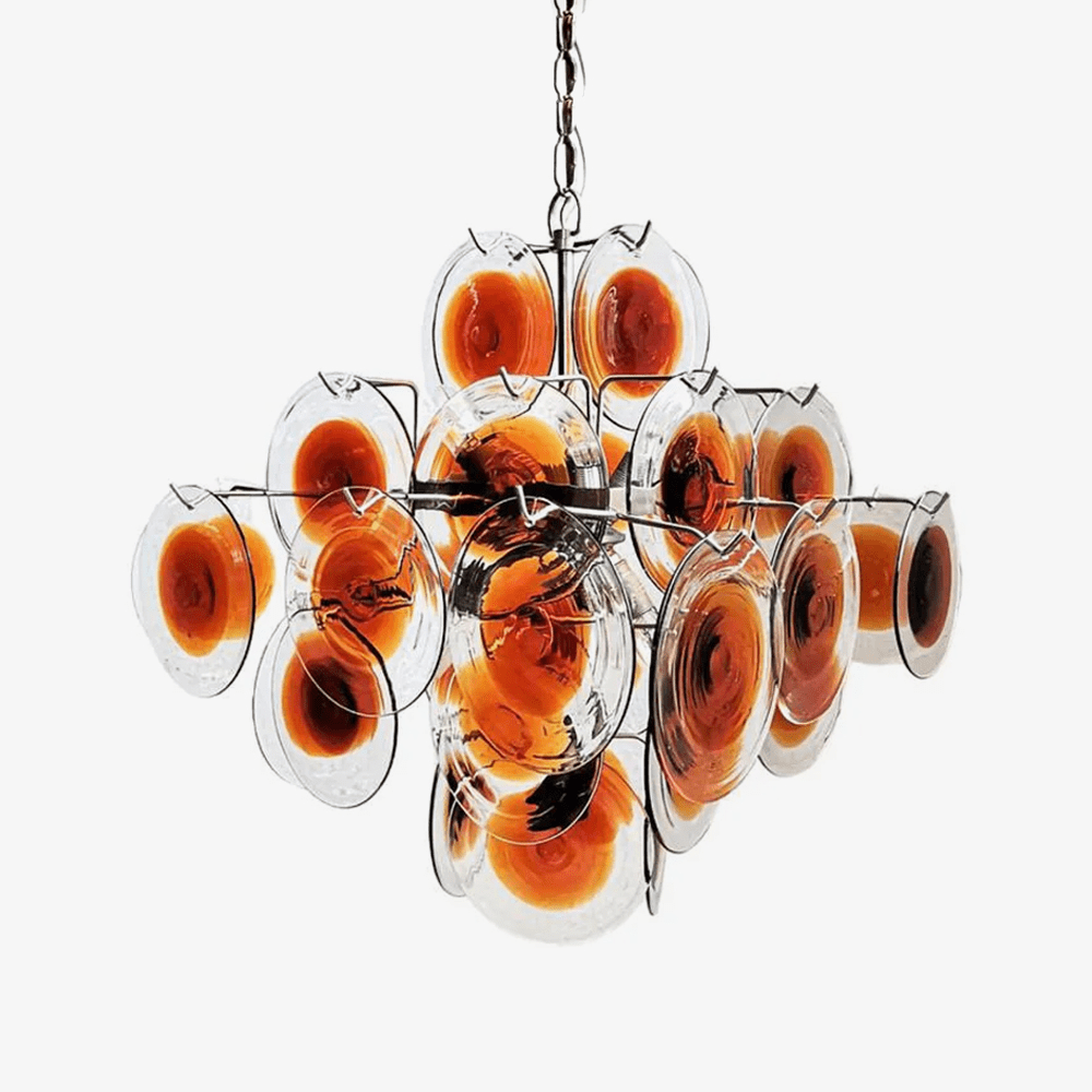 Aurora Chandelier Murano Glass Disc Mid Century - Letslighting