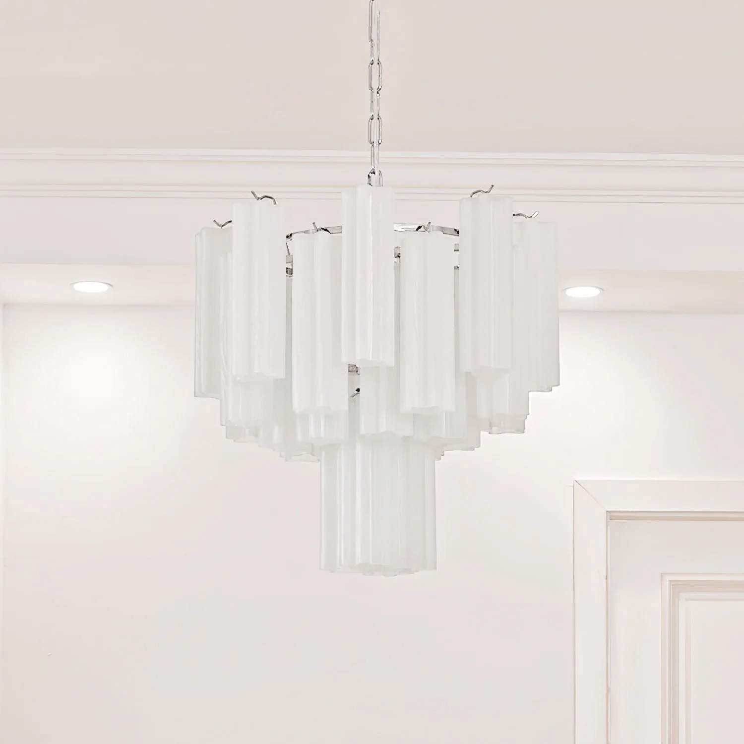 Aurora Chandelier Frosted Glass Tubes Layered Minimalist - Letslighting