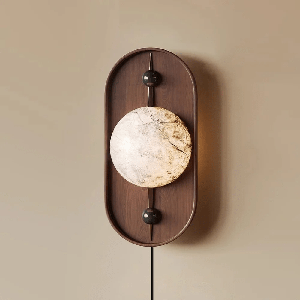 Lyvaran Oval Alabaster Wood Wall Light - Letslighting